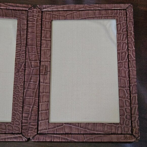 RARE MONICA RICH KOSANN DOUBLE BROWN ITALIAN LEATHER FOLDING FRAME IMAGE CASE - Picture 15 of 15